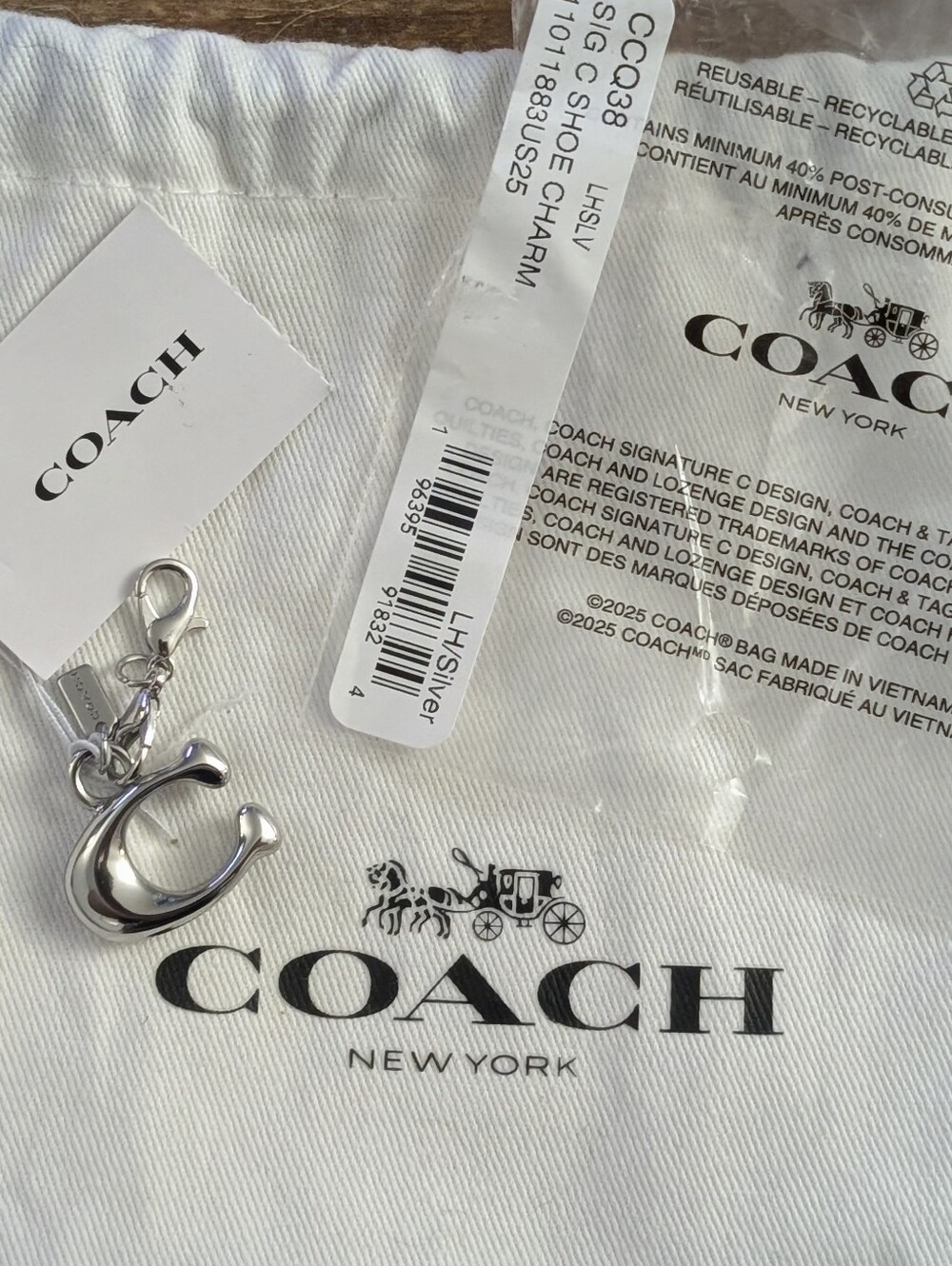 Coach DIY C Silver Signature Bag Charm